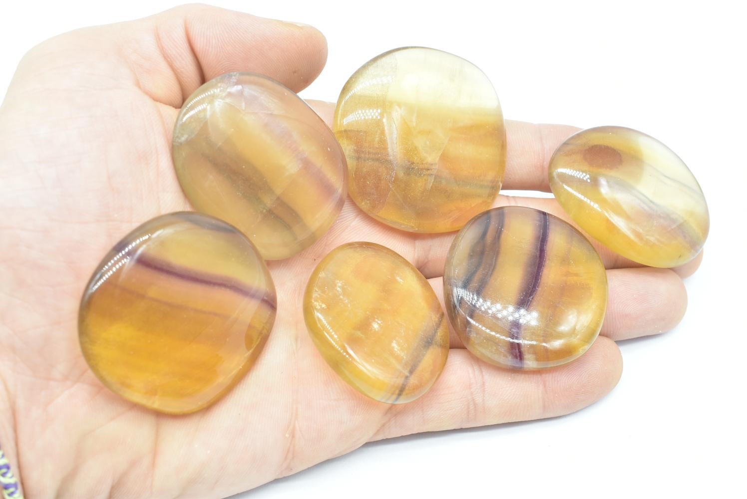 Yellow Fluorite Flat Tumbled Premium Quality - 3.5 cm