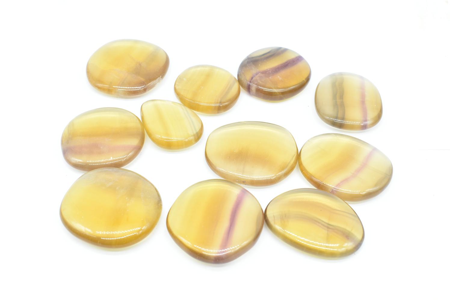 Yellow Fluorite Flat Tumbled Premium Quality - 3.5 cm