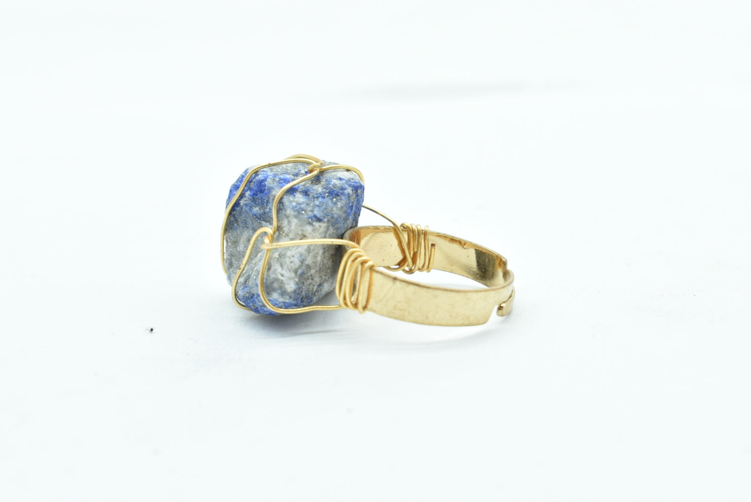 Adjustable raw lapis lazuli ring