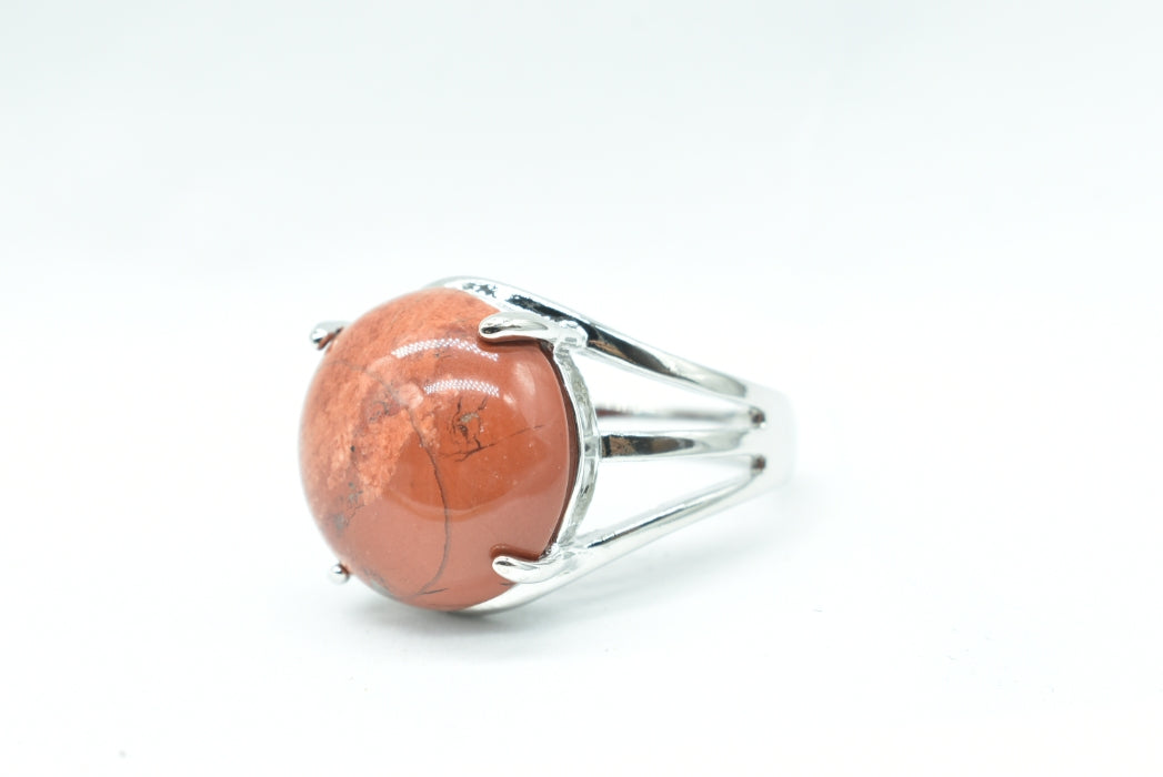 Ring with adjustable polished Red Jasper