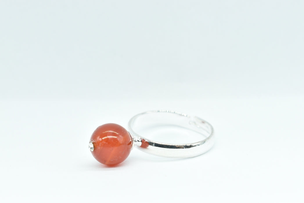 Ring with Adjustable Dyed Carnelian Bead