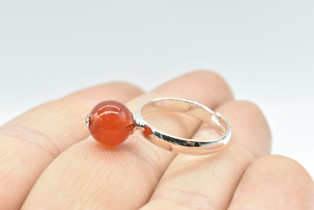 Ring with Adjustable Dyed Carnelian Bead