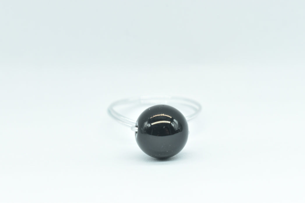 Ring with Black Agate Pearl