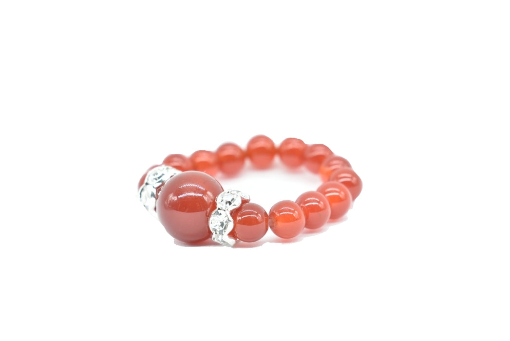 Anello con perline di Agata Rossa elasticizzato