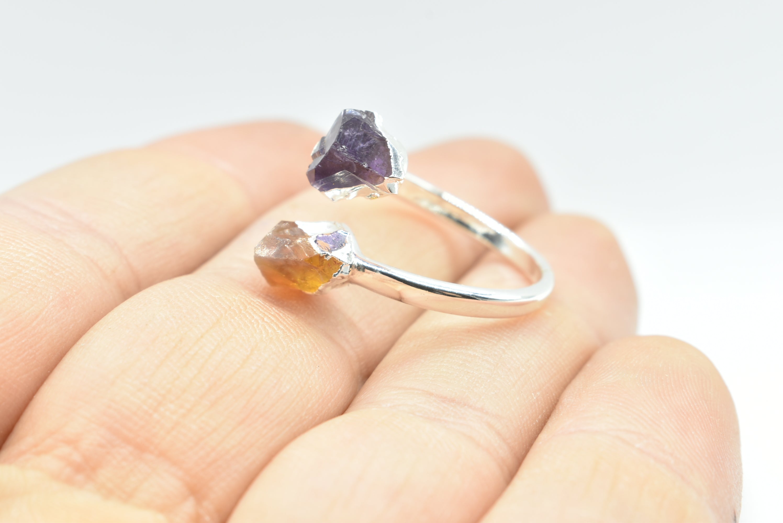 Ring with Amethyst and Citrine Quartz tip