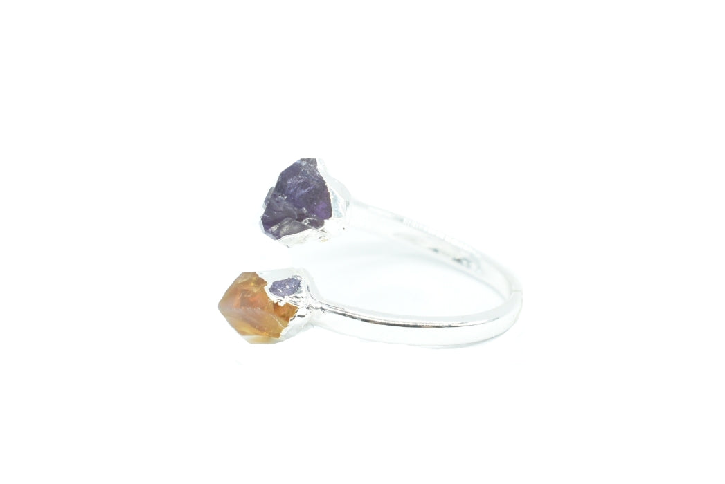 Ring with Amethyst and Citrine Quartz tip
