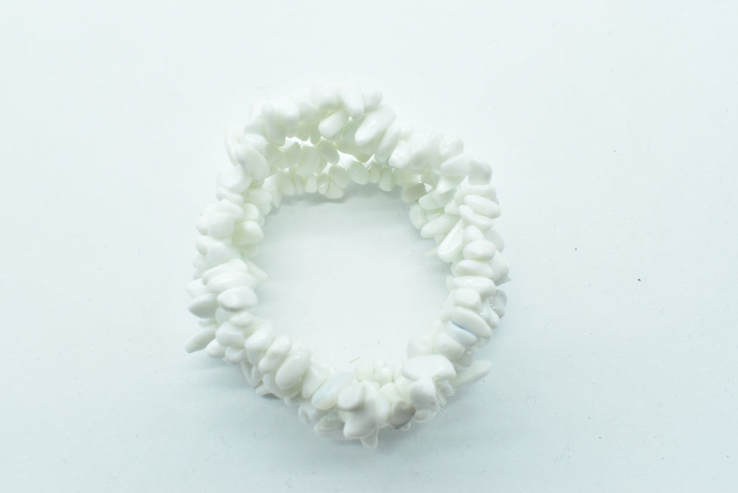 Stretch White Jadeite Gemstone Bracelet