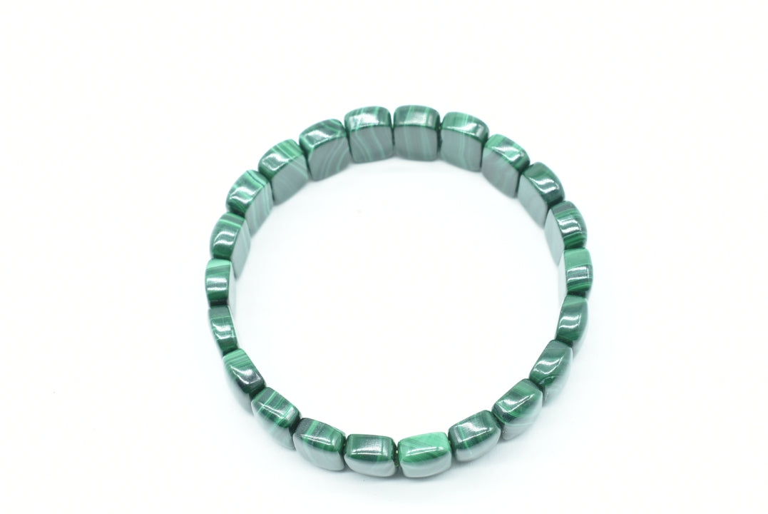 Natural Malachite Bracelet with Elastic Rectangular Gems