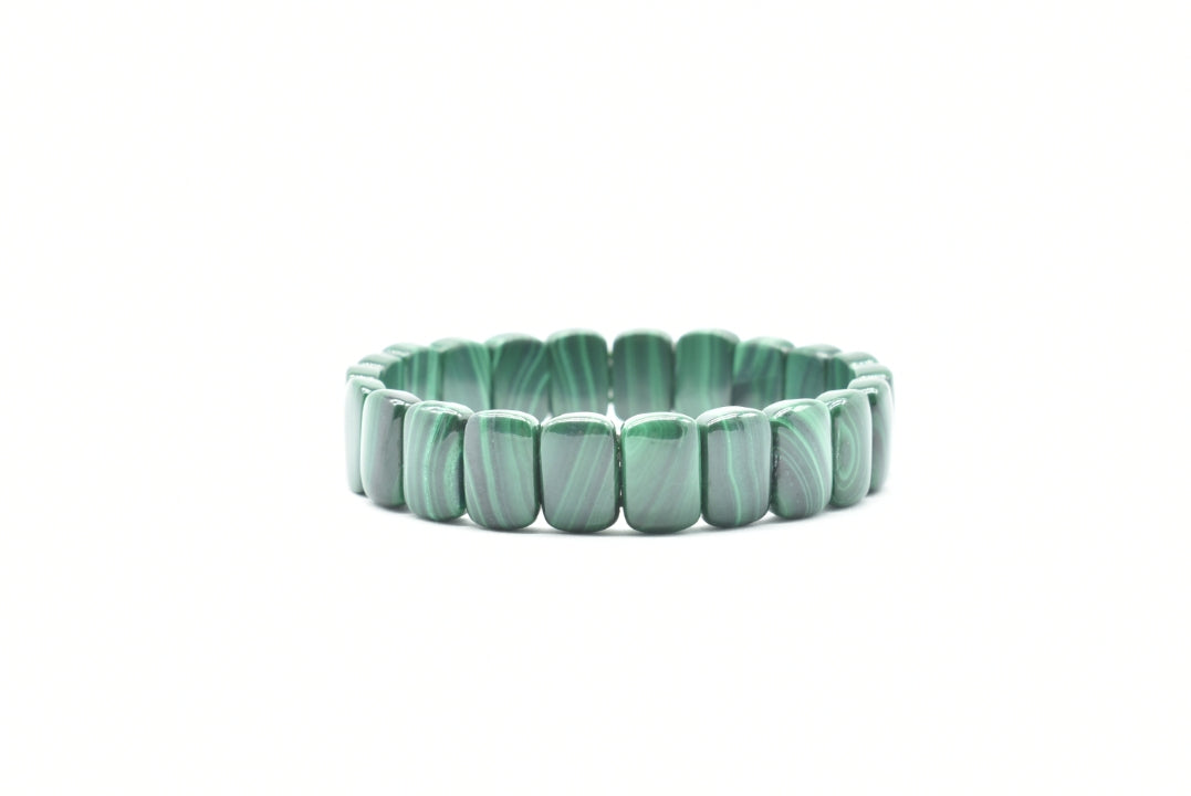 Natural Malachite Bracelet with Elastic Rectangular Gems
