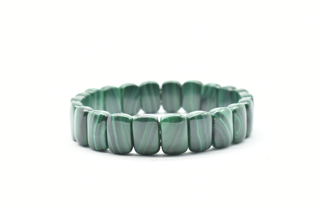 Natural Malachite Bracelet with Elastic Rectangular Gems