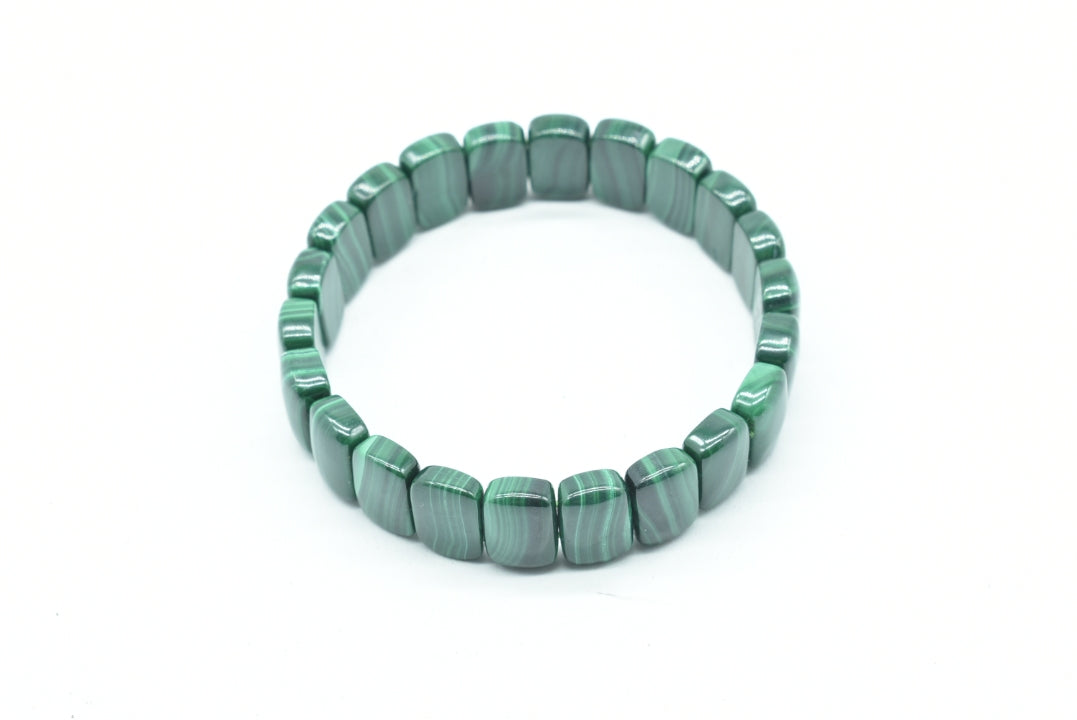 Natural Malachite Bracelet with Elastic Rectangular Gems