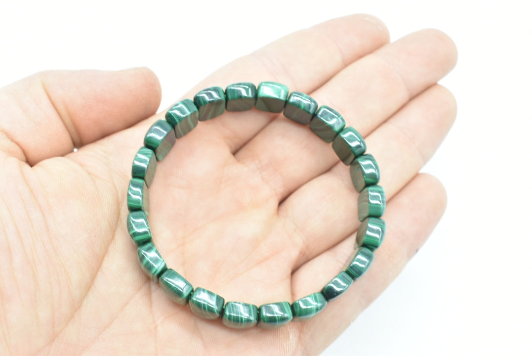 Natural Malachite Bracelet with Elastic Rectangular Gems