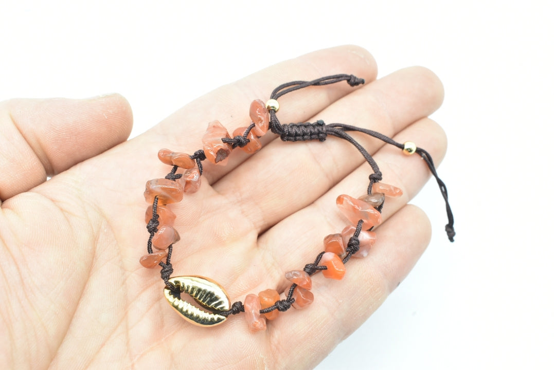 Carnelian stones bracelet with adjustable nilon thread