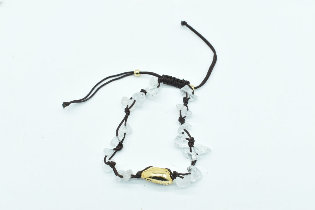 Hyaline Quartz stones bracelet with adjustable nilon thread