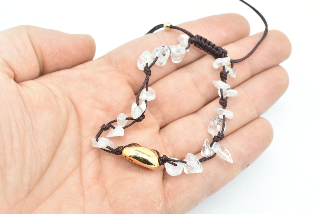 Hyaline Quartz stones bracelet with adjustable nilon thread