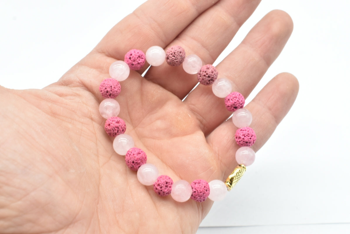 Bracciale Elastico Di Quarzo Rosa - Bracciali Quarzo Rosa - Gioielli Bracciale Elastico Di Quarzo Rosa - Bracciali Quarzo Rosa - Gioielli