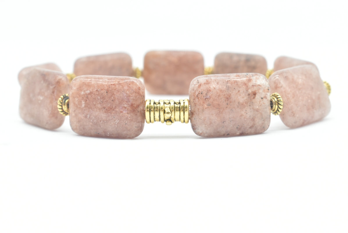 Rectangular Stretch Cherry Quartz stones bracelet
