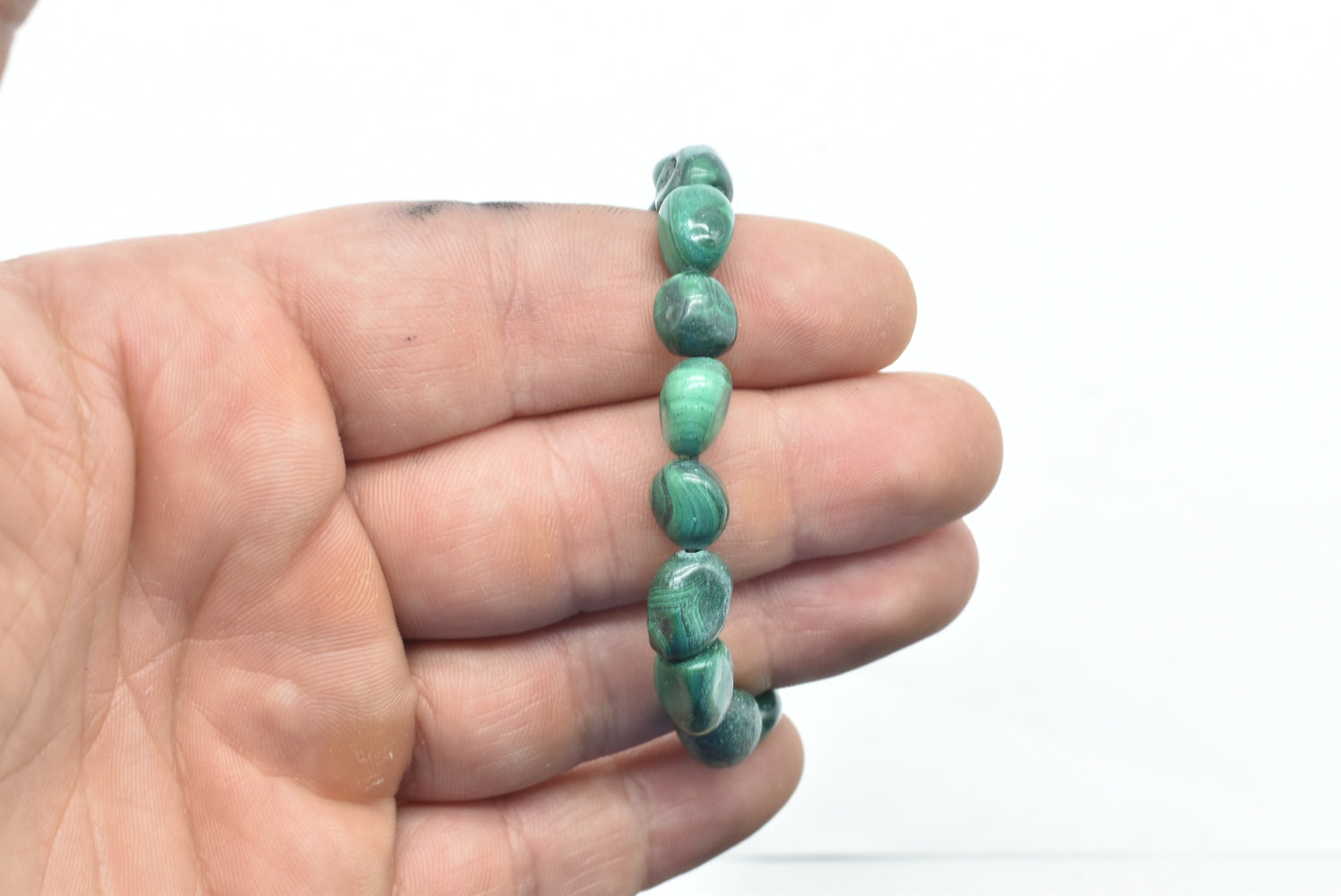 Elasticized Natural Malachite Stones Bracelet