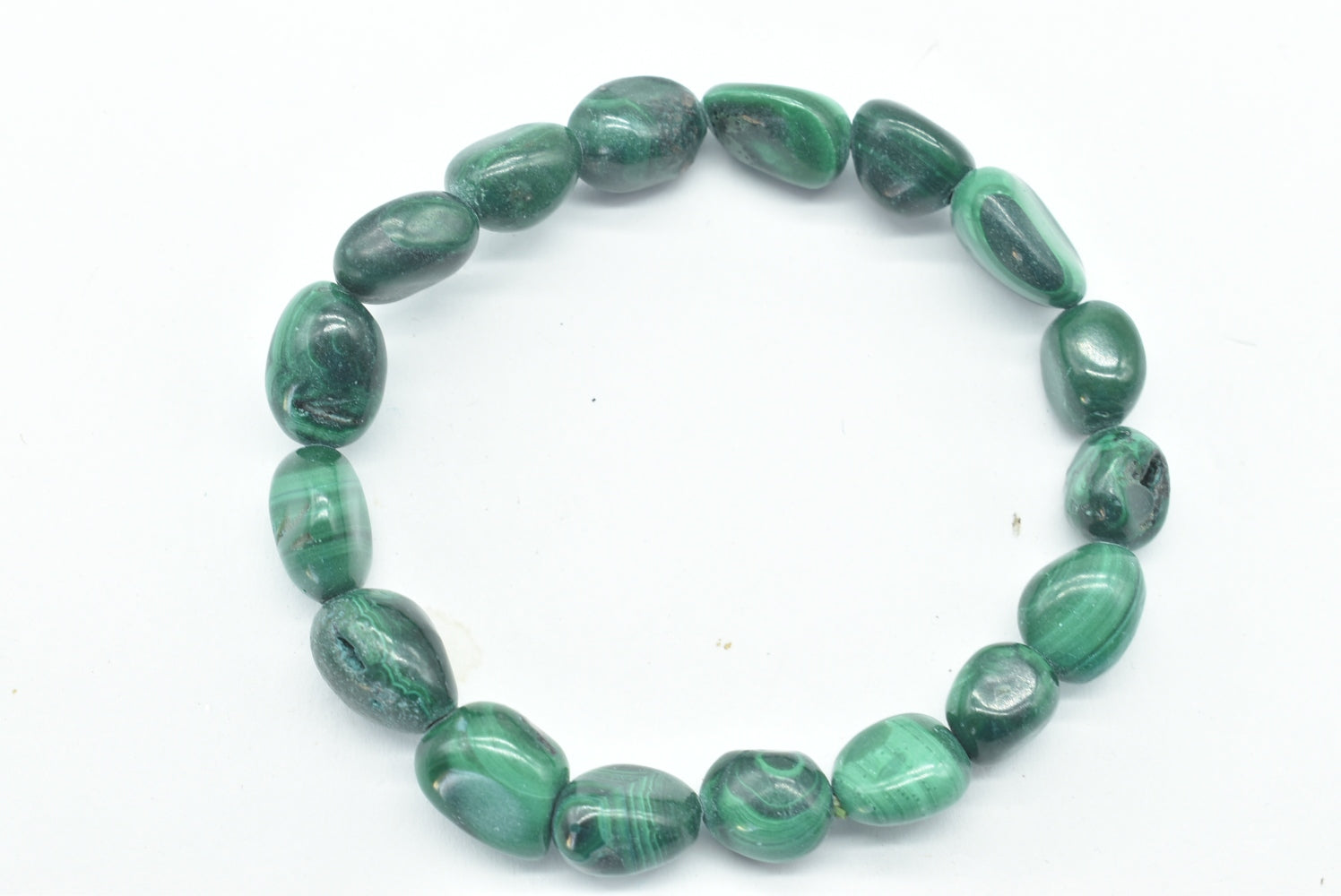 Elasticized Natural Malachite Stones Bracelet