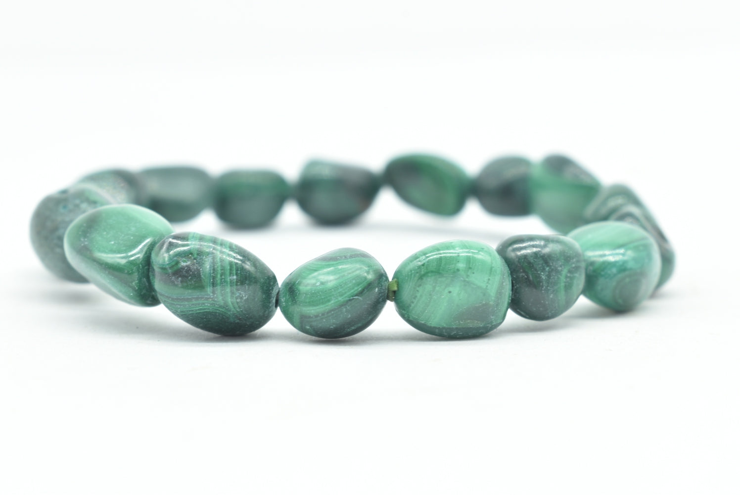 Elasticized Natural Malachite Stones Bracelet