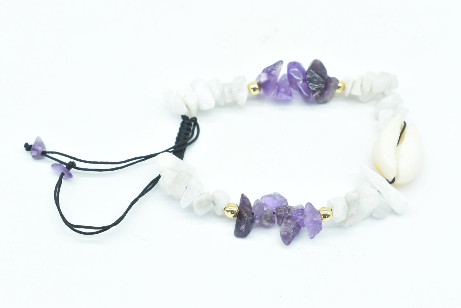 Amethyst and Moonstone bracelet with adjustable thread