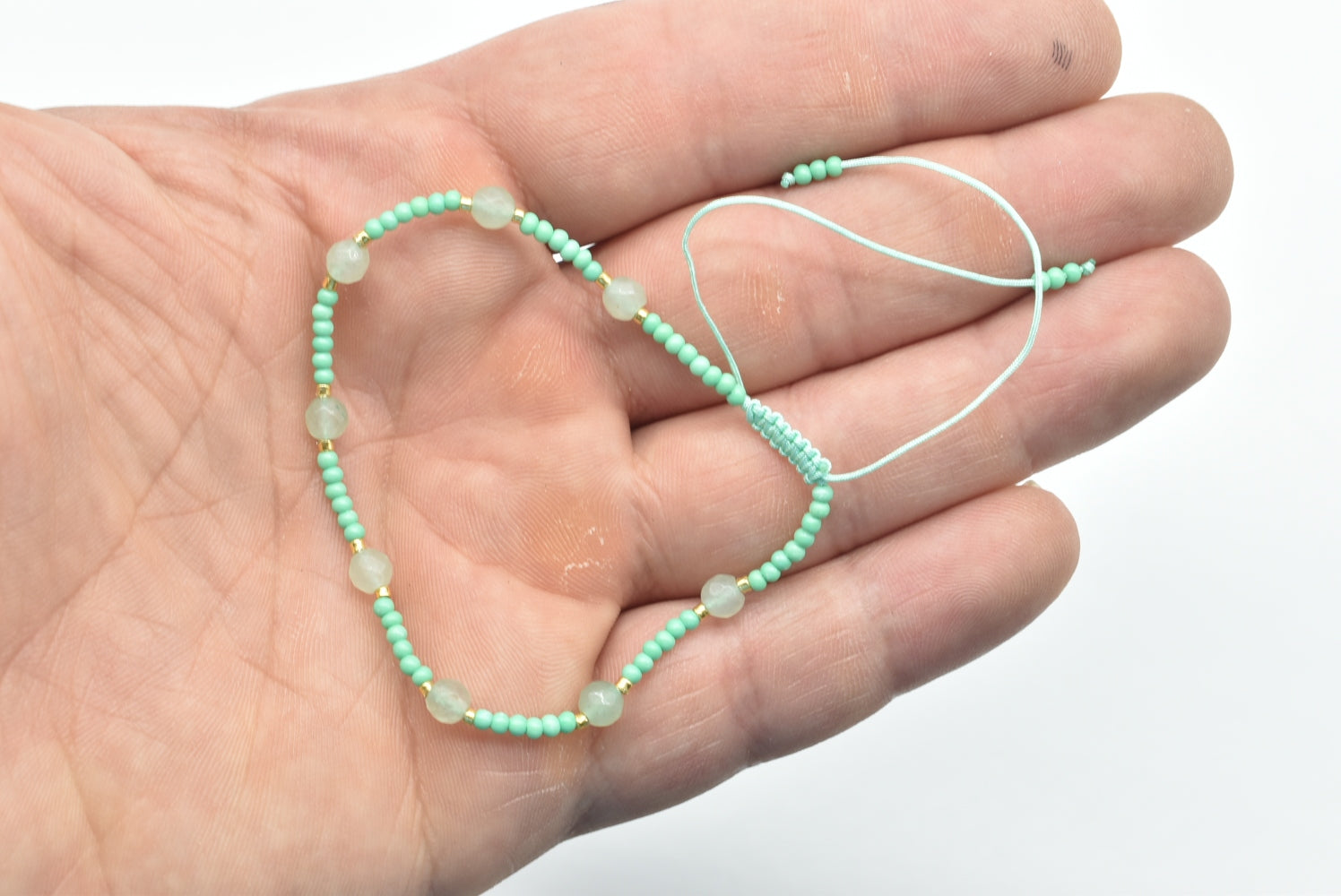 Aventurine Beads Bracelet with Adjustable Nylon Thread