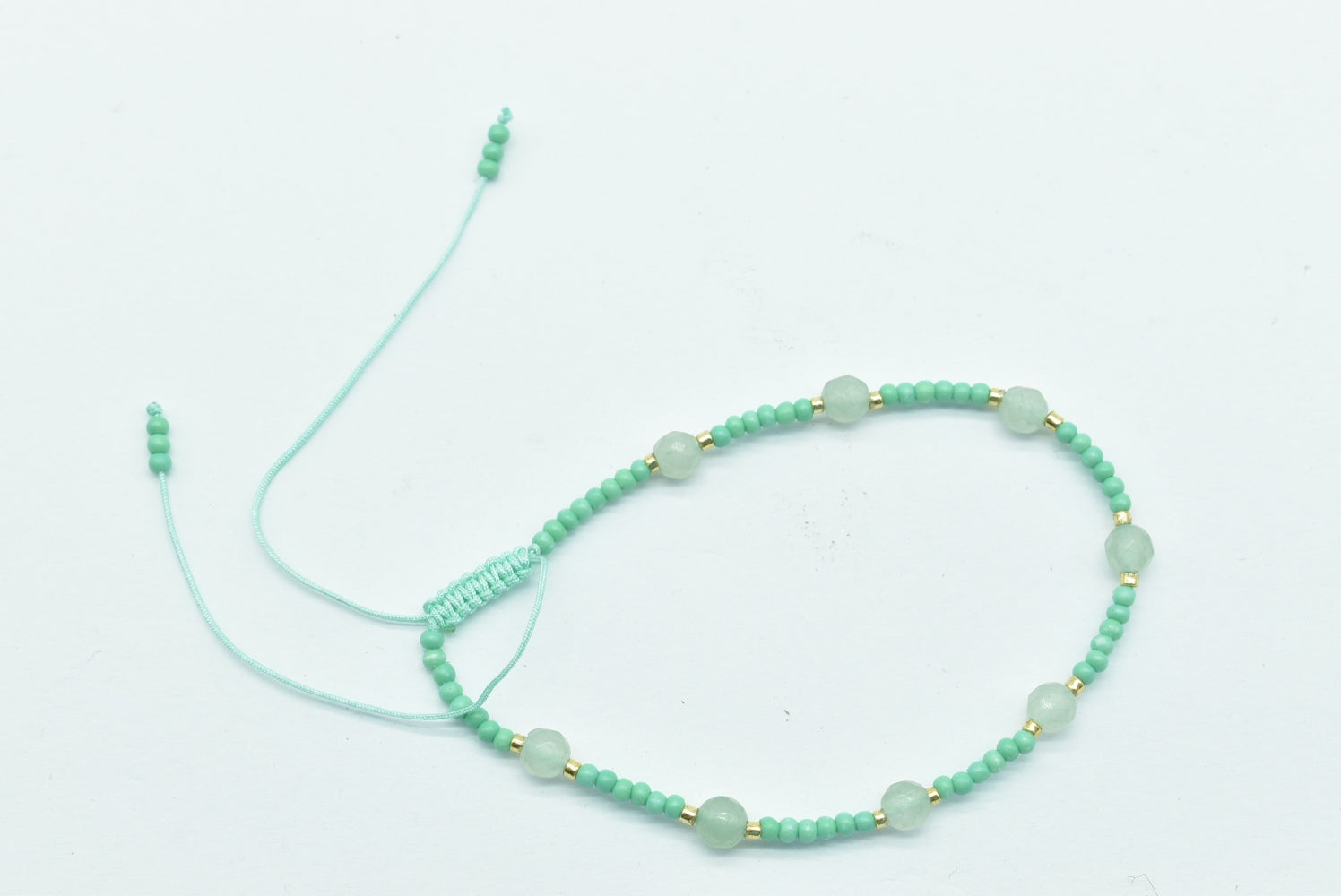 Aventurine Beads Bracelet with Adjustable Nylon Thread