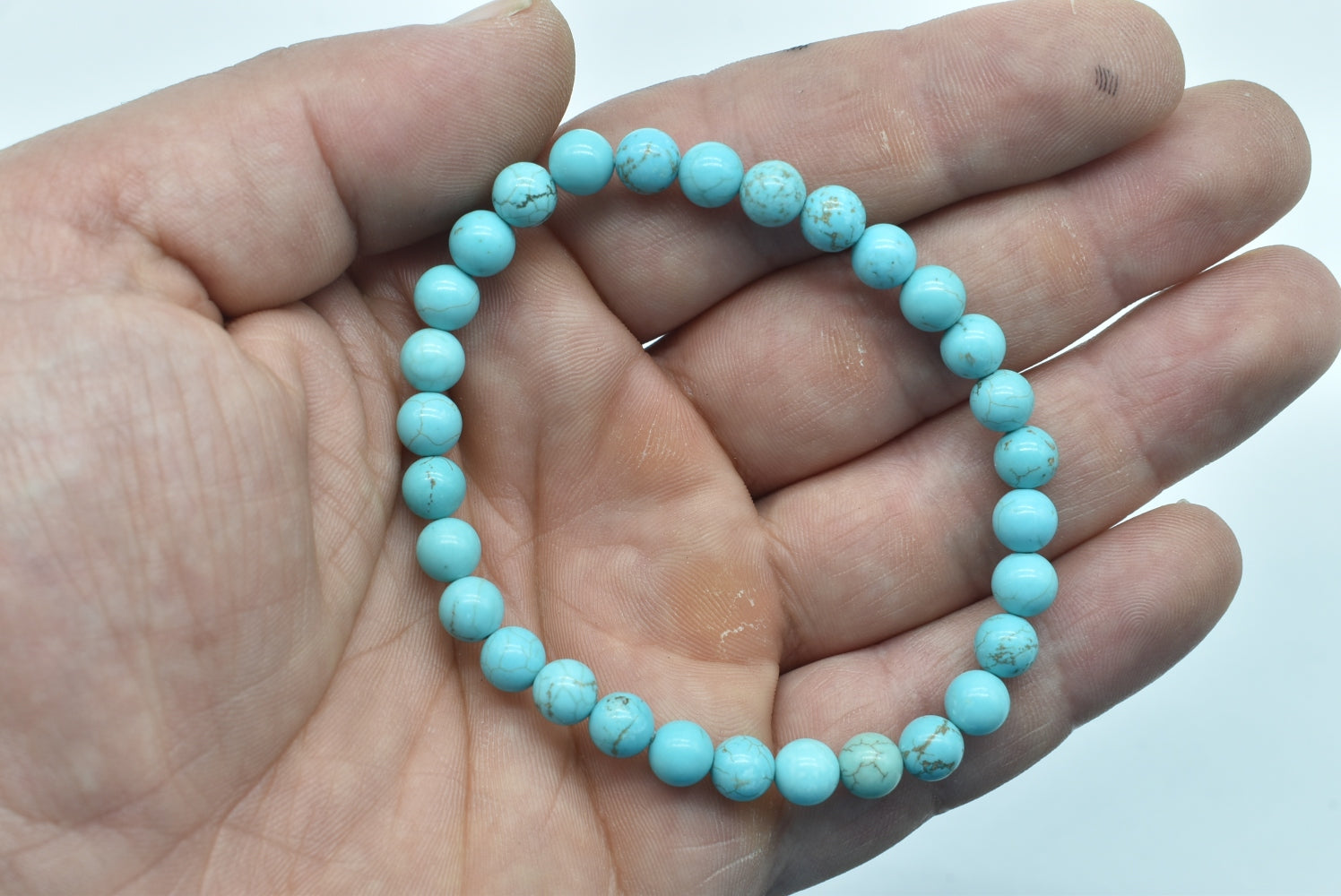 Bracciale con Perle di Turchese Naturale Elasticizzato