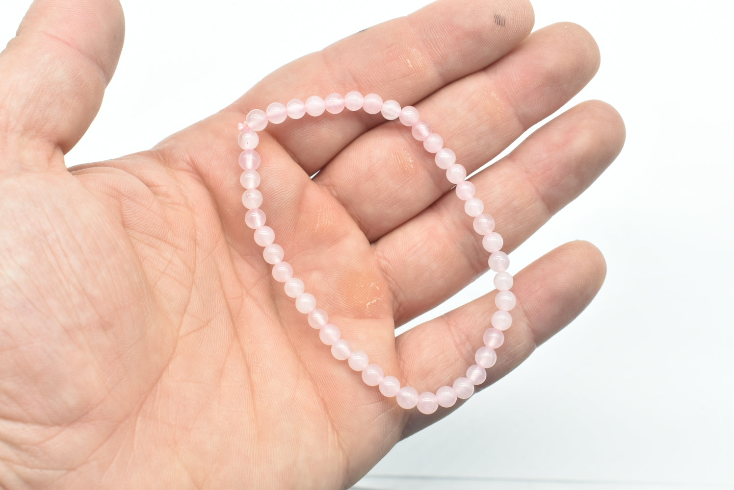 Bracciale Perline di Quarzo Rosa Elasticizzato