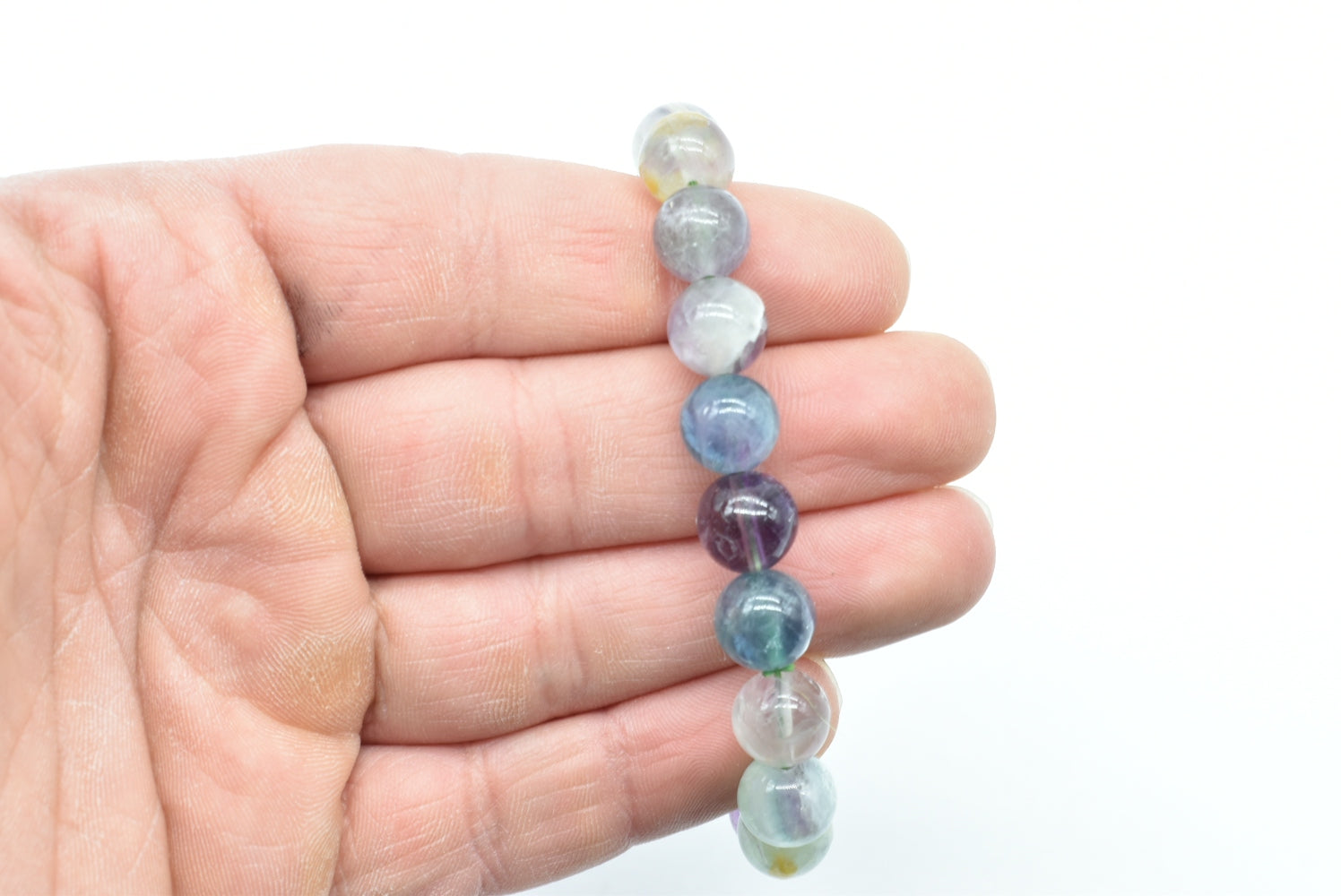 Bracciale con Perline di Fluorite Elasticizzato