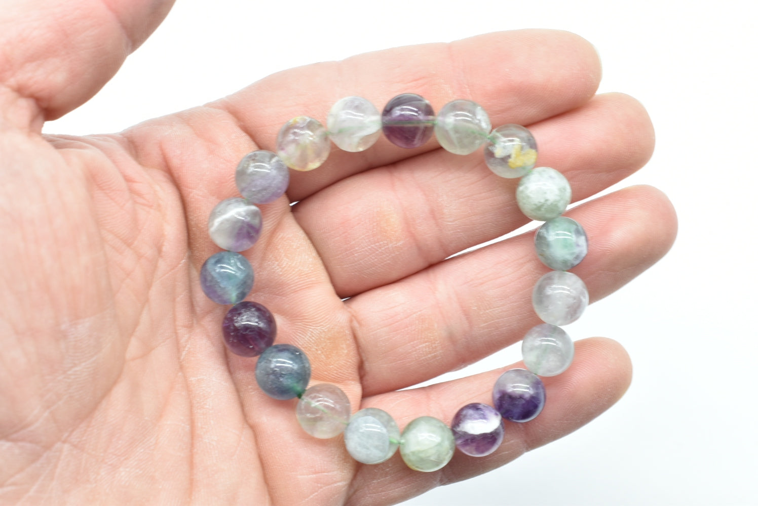 Bracciale con Perline di Fluorite Elasticizzato