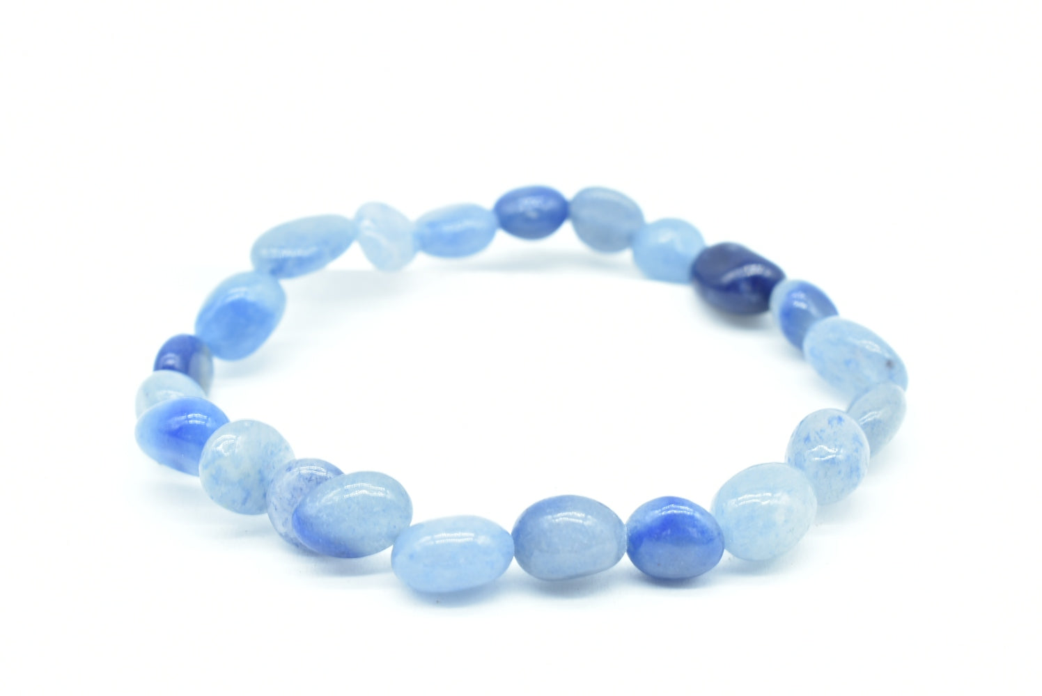 Bracelet with blue elastic quartz nuggets