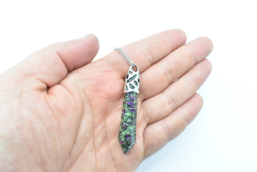 Point of Ruby Pendant in Zoisite