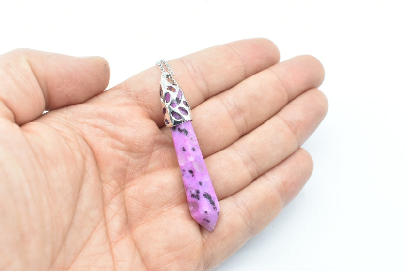 Large Polished Rhodonite Point Pendant