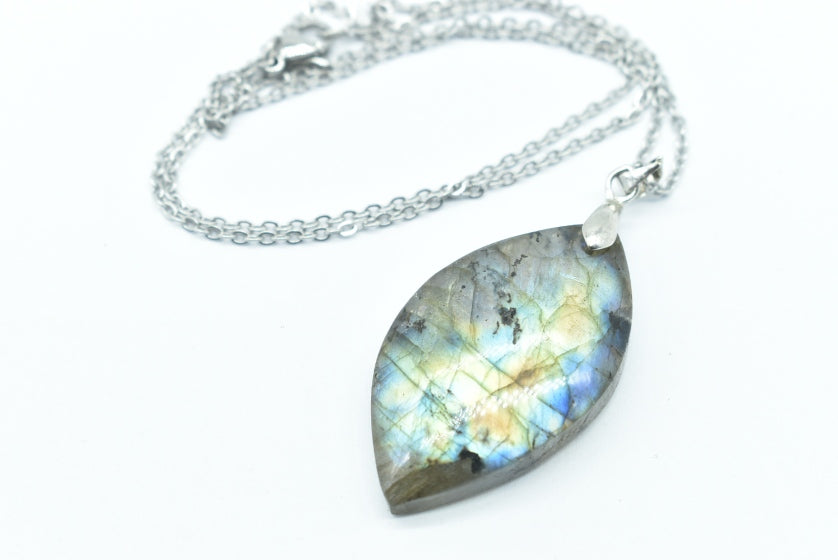 Labradorite Leaf Pendant