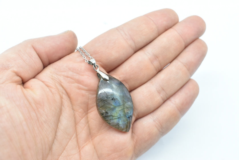 Labradorite Leaf Pendant