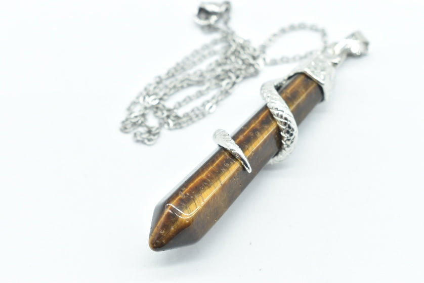 Tiger Eye with Snake tip pendant