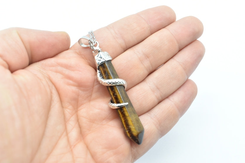 Tiger Eye with Snake tip pendant