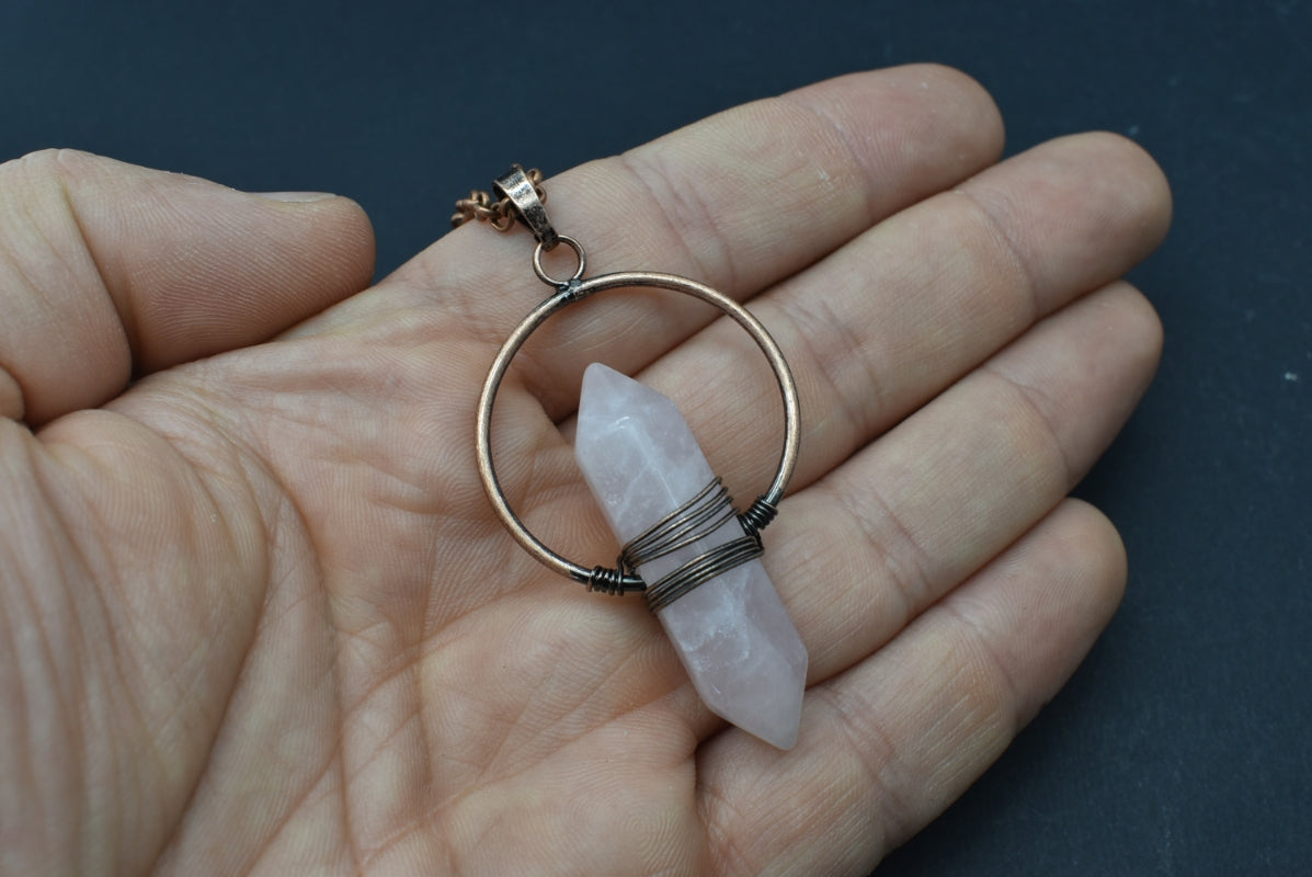 Pendulum for Dowsing with Rose Quartz tip