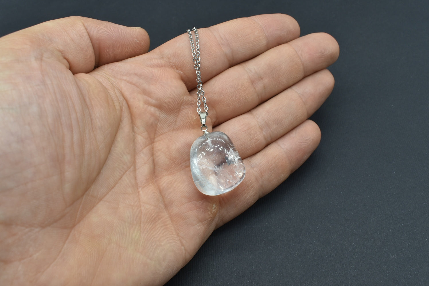 Tumbled Rock Crystal Pendant - Hyaline Quartz