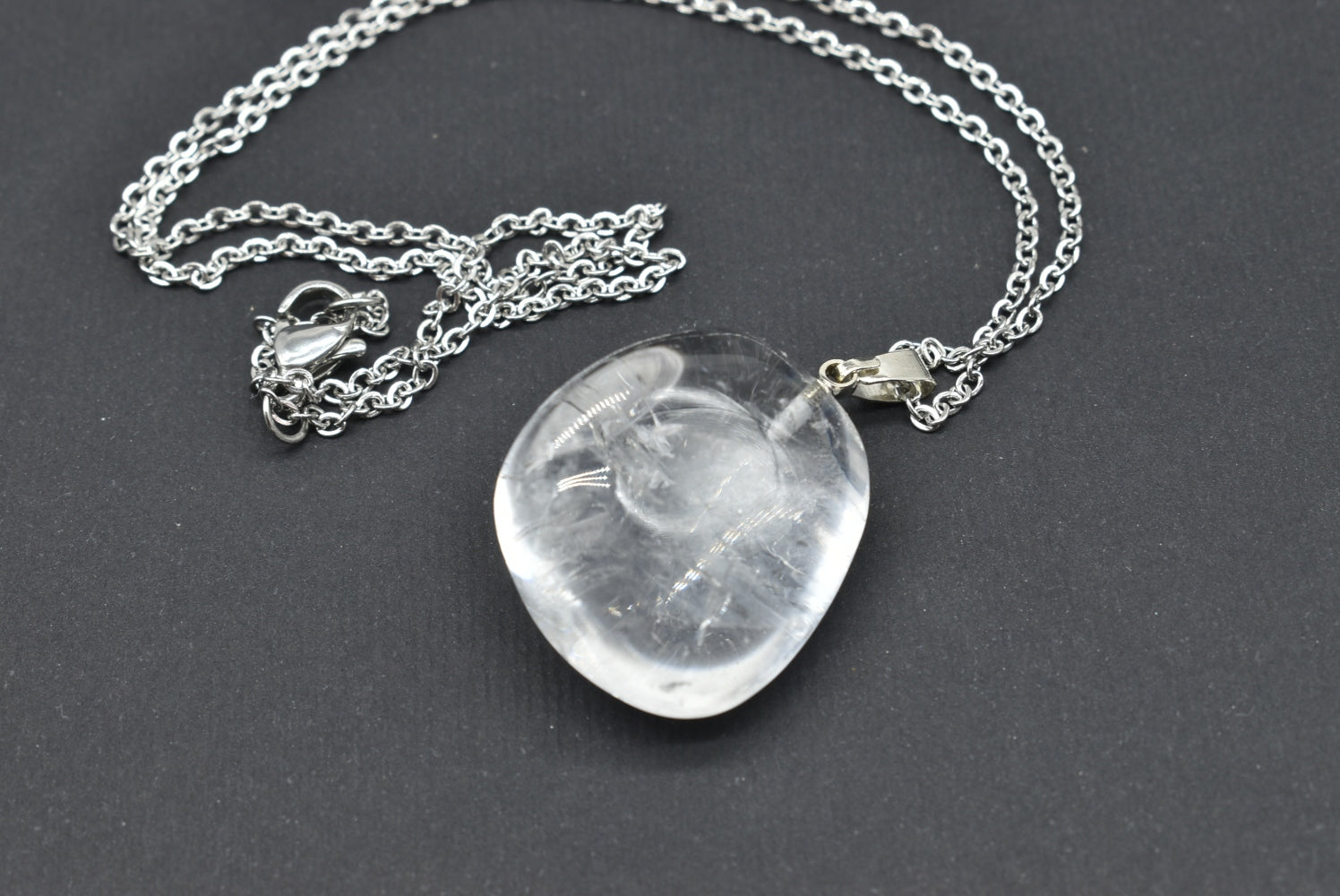 Tumbled Rock Crystal Pendant - Hyaline Quartz