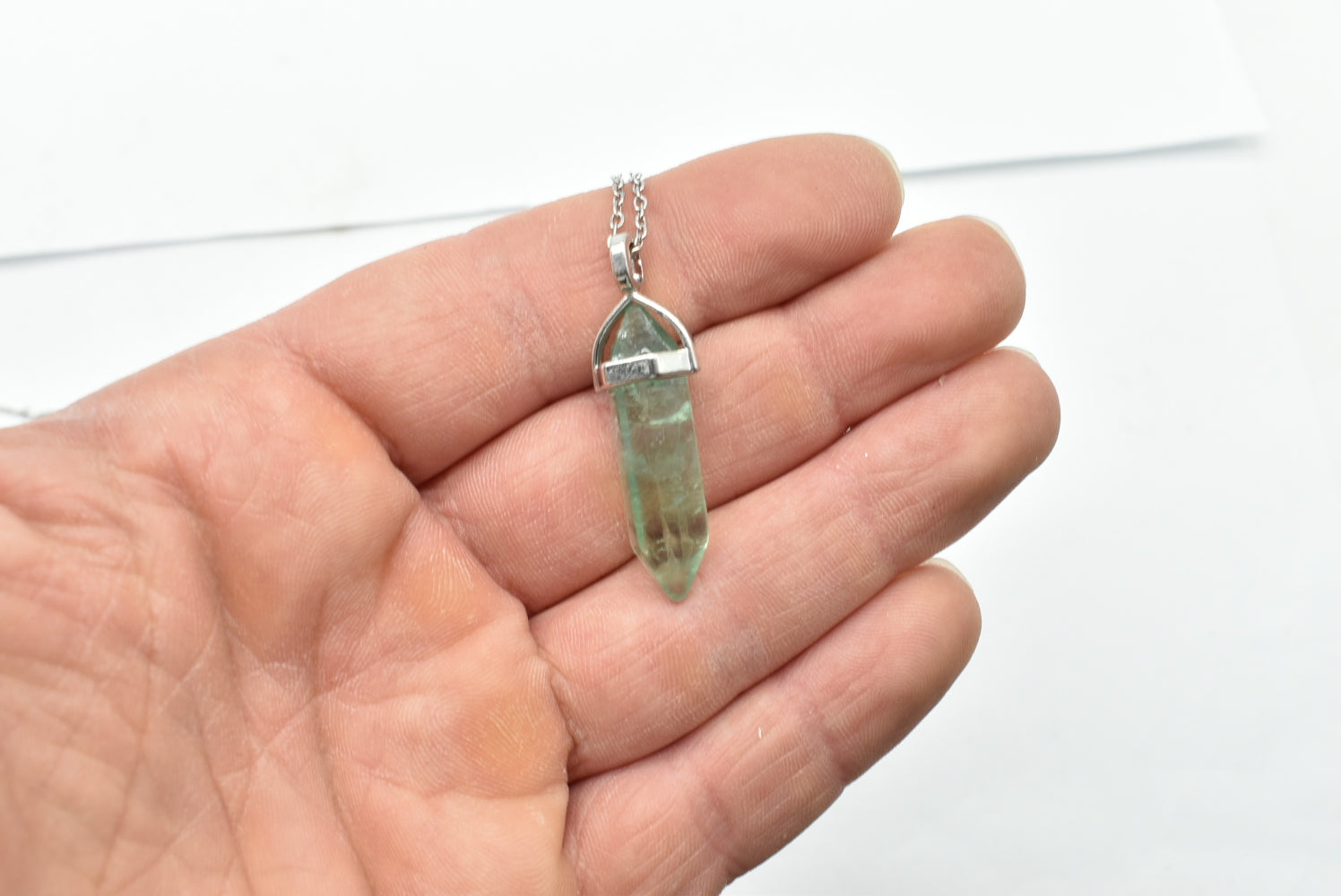 Green Fluorite Biterminated Point Pendant