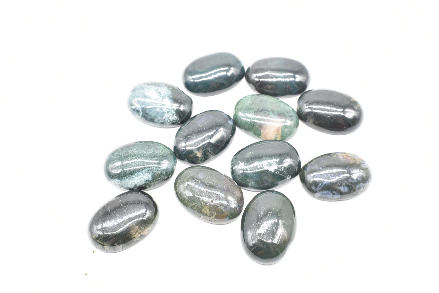 Oval Moss Agate Cabochon - 25 mm