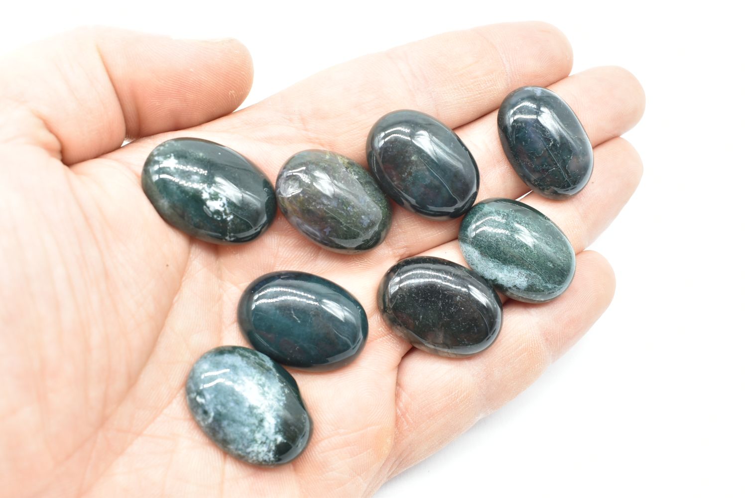 Oval Moss Agate Cabochon - 25 mm