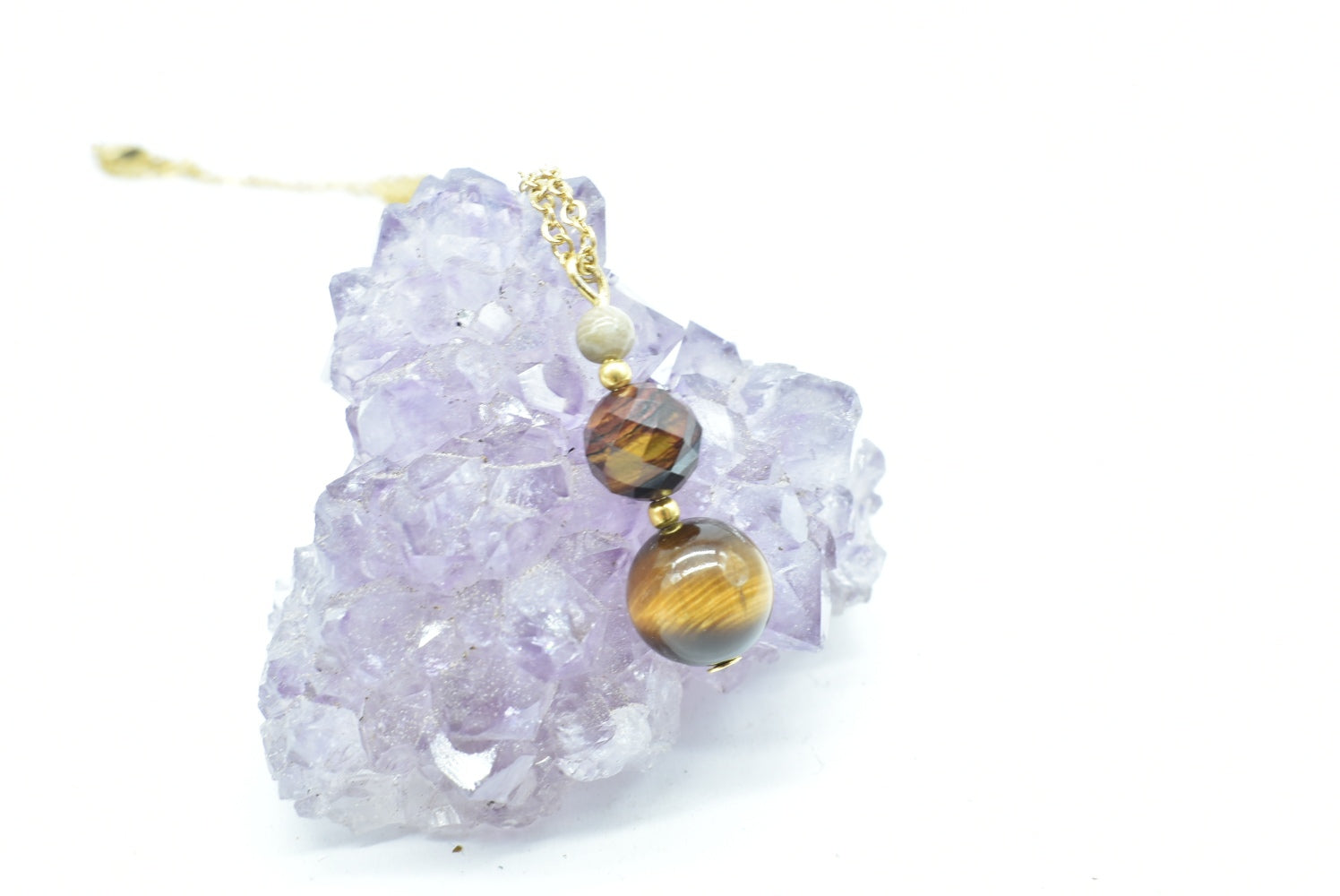 Tiger's Eye and Moonstone beads pendant