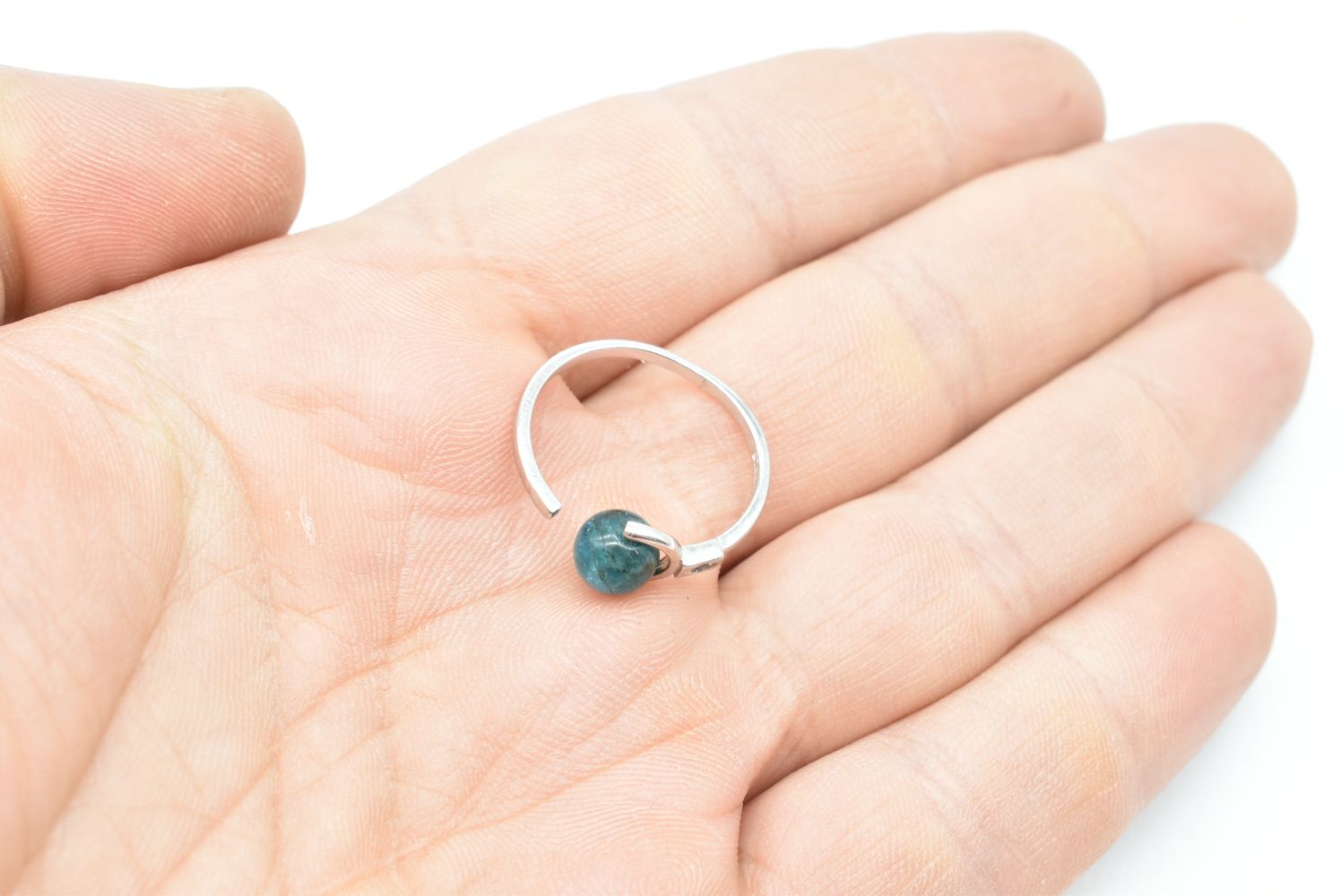 Anello con pietra di Apatite e argento 925 - Regolabile