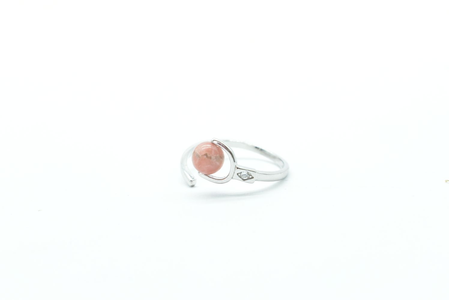 Ring with rhodochrosite stone and 925 silver - Adjustable
