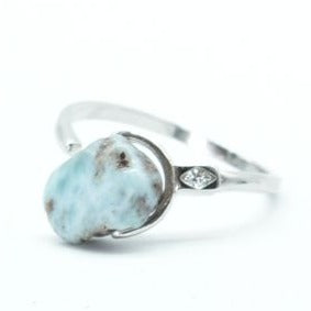 Ring with Larimar stone and 925 silver - Adjustable