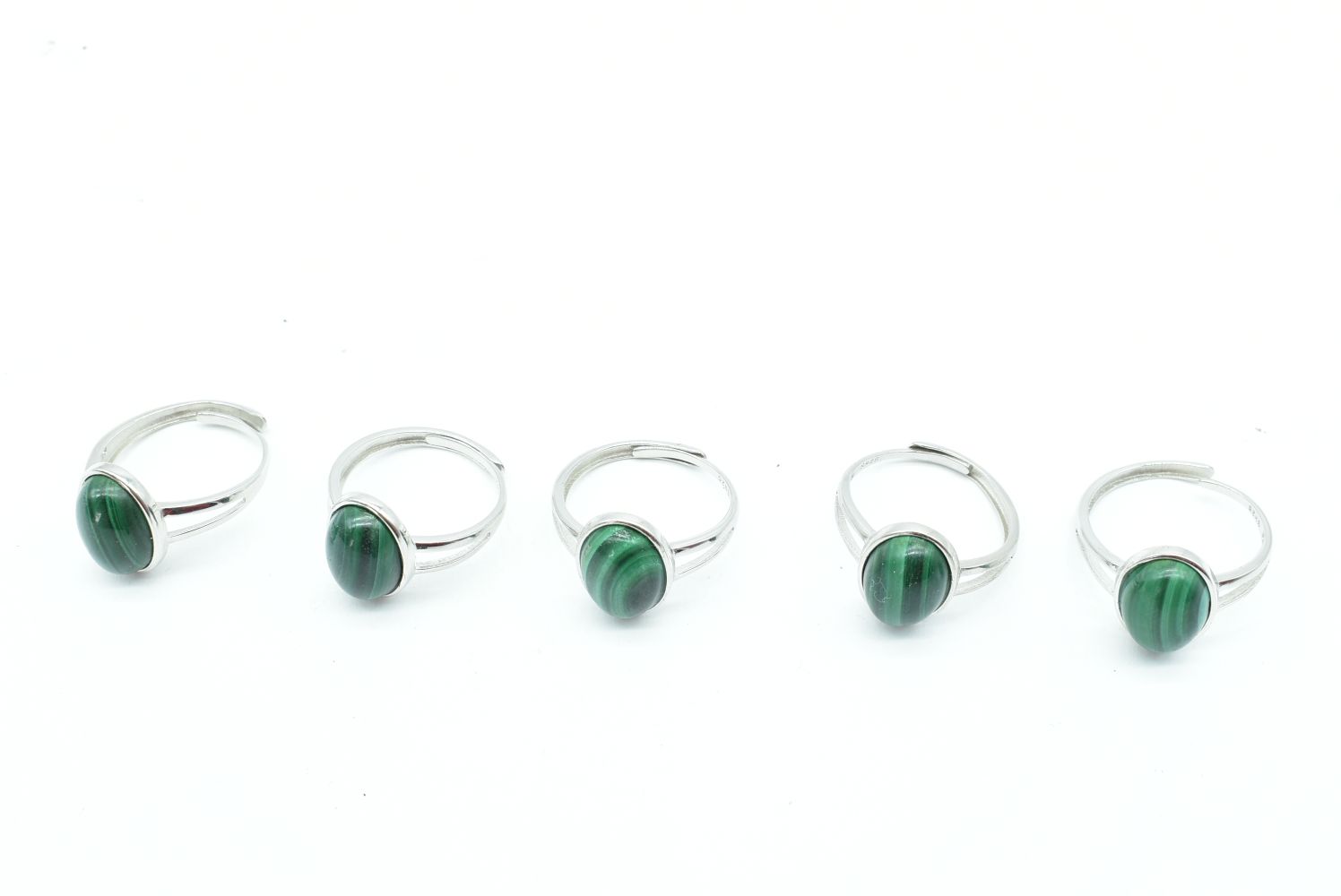 Ring with Malachite stone and 925 silver - Adjustable