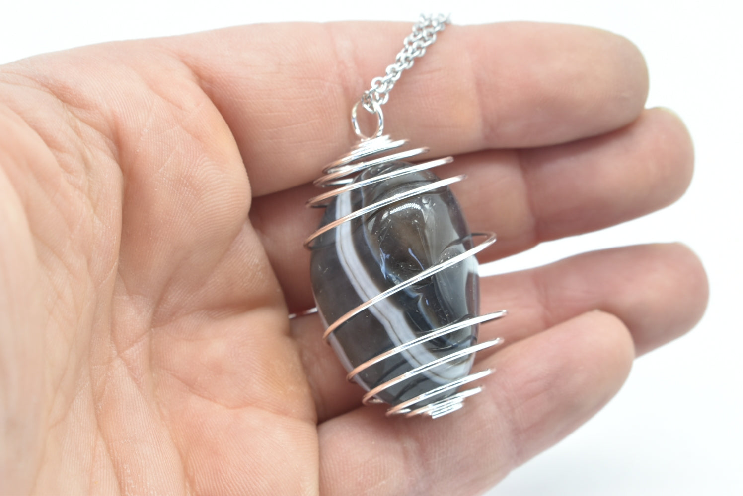 Black Agate stone pendant